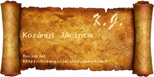 Kozányi Jácinta névjegykártya